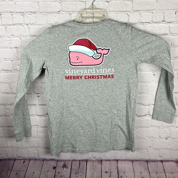 The Vineyard Vines Kid's Christmas Gray Long Sleeve Tee. Size. L - Picture 4 of 11